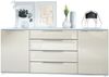 Vladon Sideboard Linio V2 166,5 x 72,5 x 35 cm Anrichte mit 2 Türen und 4 Schubladen, Korpus in Weiß matt, Fronten in Creme Hochglanz Bild 5