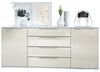 Vladon Sideboard Linio V2 166,5 x 72,5 x 35 cm Anrichte mit 2 Türen und 4 Schubladen, Korpus in Weiß matt, Fronten in Creme Hochglanz Bild 4