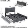 Merax Stauraumbett Polsterbett 140x200 Doppelbett aus Leinen mit Höhenverstellbares Kopfteil & 4 Schubladen & Metalllatten Grau Bild 2