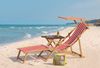 Liegestuhl rot-weiß Gartenliege Sonnenliege Strandstuhl Klappstuhl Deckchair Buche natur 10-314N Bild 2