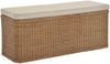 Krines Home Sitztruhe Breiter Rattan Wäschekorb 115cm mit Deckel Wäschetruhe XXL Sitzbank, schmal Flur Bank Sitzhocker Wäschesammler Sitz-Truhe Natur Rechteckig Bild 2