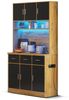 Flieks Küchenbuffet mit LED-Beleuchtung und Steckdosen (1-St, 100x40x180cm) Hochschrank Küchenschrank Geschirrschrank mit verstellbare Ablagen Bild 1