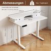 Höhenverstellbarer Schreibtisch mit Monitorständer & Schubladen & 2 Haken Computertisch Weiß Bild 2