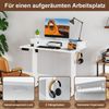 Höhenverstellbarer Schreibtisch mit Monitorständer & Schubladen & 2 Haken Computertisch Weiß Bild 5