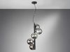 LED Pendelleuchte 5 flammig in Schwarz-Glaskugeln Rauchglas, Höhe 183cm Bild 3