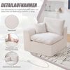 Flieks Einzelsofa Cord Quadrat – Einzelsitzer mit Kissen, ideal im Doppelpack für Ihr Wohnzimmer, Beige Bild 5