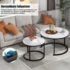 Couchtisch-Set, 2-tlg, runde Nestingtische, MDF Marmoroptik & Metallgestell, Groß 50x70,5 cm, Weiß Marmor Bild 5
