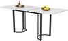 Esstisch B 140–179,5 x T 80 x H 75,5 cm, ausziehbar mit marmorierter MDF‑Platte, MDF/Metall, Schwarz/Weiß Bild 3