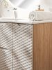 Badmöbel Set 4-tlg Badezimmerset LAXY Eiche Beige Regal rechts inkl. Waschtisch Bild 4