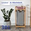 Lumaland Ausziehwäschekorb LL Wäschekorb Bambus 1 Sack 33 x 33 x 73 cm, mit ausziehbarem Wäschesack aus nachwachsendem Bambus Bild 2
