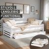 Gästebett Holzbett 90x200 cm Holzbettrahmen Weiß Stauraum Tagesbett ausziehbar Jugendbett Ausziehbett Bett mit Bettkasten Bild 5