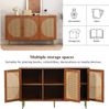 Merax Sideboard mit 3 Rattan verzierten Türen Kommode Highboard mit Metallgriffe, für Schlafzimmer & Wohnräume & Büro, Nussbaum Bild 5