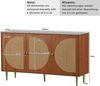 Merax Sideboard mit 3 Rattan verzierten Türen Kommode Highboard mit Metallgriffe, für Schlafzimmer & Wohnräume & Büro, Nussbaum Bild 4