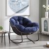 Flieks Rattan Schaukelstuhl mit Kissen, ergonomischer Egg Chair, gepolsterter Relaxsessel, Indoor & überdachter Außenbereich, Samt, Dunkelblau Bild 2