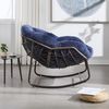 Flieks Rattan Schaukelstuhl mit Kissen, ergonomischer Egg Chair, gepolsterter Relaxsessel, Indoor & überdachter Außenbereich, Samt, Dunkelblau Bild 3