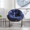 Flieks Rattan Schaukelstuhl mit Kissen, ergonomischer Egg Chair, gepolsterter Relaxsessel, Indoor & überdachter Außenbereich, Samt, Dunkelblau Bild 4