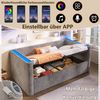 Odikalo Schlafsofa Schlafcouch Tagesbett 90x200 mit Lattenrost, Daybett, Schlafsofa, 90 × 200 cm, 180 × 200 cm, multifunktionales Ausziehbett-Design mit LED-Lichtleiste, Lattenrost (ohne Matratze), Samt, Grau / Beige Bild 4