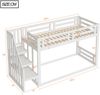 Hausbett Etagenbett Weiß 90x200 Mit Lattenrost Sicherheitsgeländer Aufbewahrungsleiter Stauraum Kiefer Massivholz 120kg Belastbar Kinderzimmer Multifunktional Spielbereich Schlafplatz Geschwisterbett Bild 3
