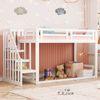 Hausbett Etagenbett Weiß 90x200 Mit Lattenrost Sicherheitsgeländer Aufbewahrungsleiter Stauraum Kiefer Massivholz 120kg Belastbar Kinderzimmer Multifunktional Spielbereich Schlafplatz Geschwisterbett Bild 2