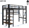 Hochbett 90×200 cm mit stabilem Metallgestell, LED-Lichtleiste und Ablagefach, Schwarz, ohne Matratze Bild 5