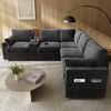 Merax Ecksofa L-Form Sofa mit wendbarer Mittelkonsole & USB-Anschlüssen, Modulares Sofa für Wohnzimmer & Schlafzimmer 1 Teile, 5-Sitzer-Sofa mit Getränkehaltern, 2 Zierkissen & Stauraum, Chenille Bild 2