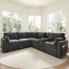 Merax Ecksofa L-Form Sofa mit wendbarer Mittelkonsole & USB-Anschlüssen, Modulares Sofa für Wohnzimmer & Schlafzimmer 1 Teile, 5-Sitzer-Sofa mit Getränkehaltern, 2 Zierkissen & Stauraum, Chenille Bild 4