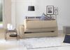 Dmora 2-Sitzer Schlafsofa Andymion, Wohnzimmersofa mit drehbarer Öffnung aus gepolstertem Stoff, Standardarmlehnen, 100 % Made in Italy, cm 200x95h90, Beige Bild 5