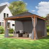 Gartenpavillon 4x4 m Holzoptik, Stahldach Hardtop 4 Seitenteile in grau Bild 2