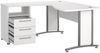 Dmora Schreibtisch Estong, Mehrzweckschreibtisch, Bürotisch für PC, Eckschreibtisch, 159x150 h75 cm, Weiß und Grau Bild 4