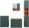 Badmöbel-Set Irma Grün/Goldkraft Eiche 4 Teile, mit Schubladenschrank und Midischrank Vicco Bild 1