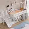 Merax Kinderbett, Einzelbett, multifunktionales Kinderbett ,mit Rutsche und Treppen, mit Schubladen und Schließfach,mit magnetischer Tür,ohne Matratze, massivholz, weiß, 90*200 Bild 2