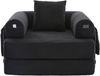 LVHOM 3-in-1 Schlafsessel, Klappsofa mit Schlaffunktion, Einzelschlafsofa mit Seitentaschen und Kissen, Polstersofa aus Cordstoff, frei Kombination, Schwarz Bild 2