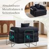 LVHOM 3-in-1 Schlafsessel, Klappsofa mit Schlaffunktion, Einzelschlafsofa mit Seitentaschen und Kissen, Polstersofa aus Cordstoff, frei Kombination, Schwarz Bild 5