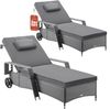 Casaria® Sonnenliege 2er Set mit Rollen Auflage Grau Anthrazit Bild 1