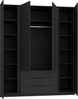 Selsey 'Kaja' Kleiderschrank 4-türig mit 3 Schubladen, schwarz, ca. 239 x 200 x 62 cm Bild 3