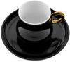 Mulex 12 Teiliges Set Mokkatassen mit Untertasse aus Porzellan Mokkaservice 100 ml Schwarz/Gold Bild 4