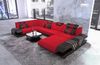 Couchlandschaft Venedig U Form in Stoff - Mikrofaserstoff - rot-schwarz - Rechts Bild 2