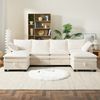 Modernes L-förmiges Sofa, abnehmbarer Fußhocker, USB-Anschlüsse, Staufächer und Getränkehalter, modulares Sofa für Wohnzimmer, Apartment und kleine Räume, Cordbezug, Beige Bild 2
