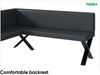 MEBLINI Eckbank für Esszimmer mit ausziehbarem Tisch - Küchenbank - Essecke - Sitzecke Küche - TONI - X-Beine 128x168x87cm Links - Dunkelgrau Kunstleder/M Weiß Matt Bild 5