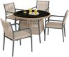 LVHOM 5-tlg. Gartenmöbel-Set, Sitzgruppe mit rundem Glastisch und 4 Polyrattan-Armlehnstühlen, inkl. Sitzpolster, Terrassenmöbel für 4 Personen, Wetterfest Bild 2