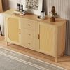 Sideboard 140x40x80 cm - Elegantes Design mit Rattan-Türen & gewellten Schubladen Bild 3