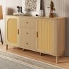 Sideboard 140x40x80 cm - Elegantes Design mit Rattan-Türen & gewellten Schubladen Bild 2