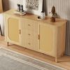 Sideboard 140x40x80 cm - Elegantes Design mit Rattan-Türen & gewellten Schubladen Bild 3