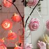 MUPOO LED-Lichterkette LED Nachtlicht 3M 20LEDs Girlande,Kunstblume Rose Warmweiß,Batterie, für Party Weihnachten,Blumengirlande Rose,LED Dekolicht Bild 2