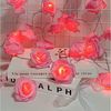 MUPOO LED-Lichterkette LED Nachtlicht 3M 20LEDs Girlande,Kunstblume Rose Warmweiß,Batterie, für Party Weihnachten,Blumengirlande Rose,LED Dekolicht Bild 4