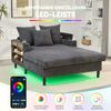 LVHOM Schlafsofa mit LED & USB, Chaiselongue mit Becherhalter & Stauraum, großes Einzelsofa bis 300kg belastbar, inkl. 3 Kissen, 129x170cm, Grau Bild 5