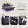 LVHOM Schlafsofa mit LED & USB, Chaiselongue mit Becherhalter & Stauraum, großes Einzelsofa bis 300kg belastbar, inkl. 3 Kissen, 129x170cm, Grau Bild 3