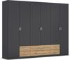 rauch Kleiderschrank, Drehtürenschrank GAMMA, 6-türig, 6 Schubkästen, Grau metallic, 271 x 210 x 54 cm Bild 3