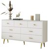 HAUSS SPOLE Sideboard 140x35x76cm mit 7 Schubladen, goldene Griffe, goldene Beine, Weiß (7 Schubladen,goldene Griffe, goldene Beine), moderes Design Bild 5