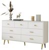HAUSS SPOLE Sideboard 140x35x76cm mit 7 Schubladen, goldene Griffe, goldene Beine, Weiß (7 Schubladen,goldene Griffe, goldene Beine), moderes Design Bild 4